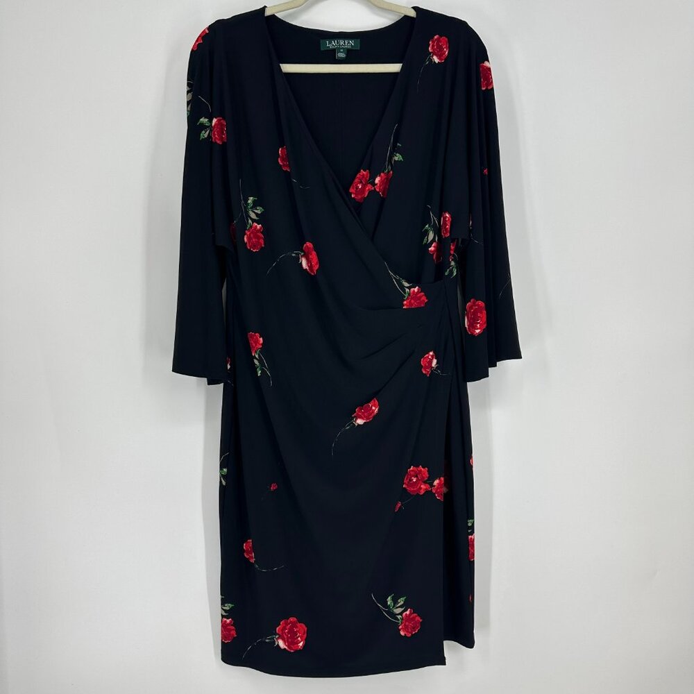 Ralph Lauren Black Dress with Red Floral Print